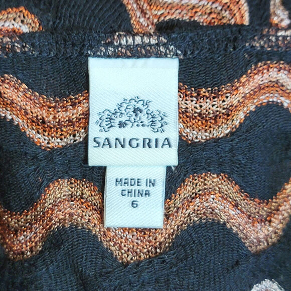 Sangria Chevron A-Line Midi Dress Multicolor Short Sleeve Office Party Fall 6 - Picture 12 of 16